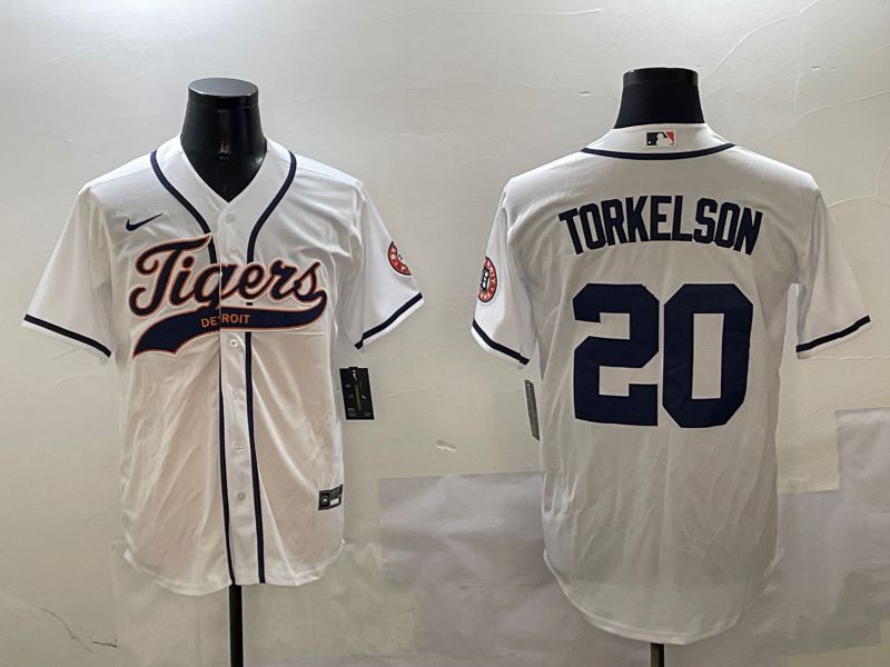 Men Detroit Tigers #20 Torkelson White Jointly Name 2025 Nike MLB Jersey style 1->detroit tigers->MLB Jersey